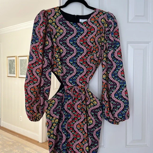 Rhode Chiara Multicolor Cutout-Waist Midi Dress - Picture 4 of 8